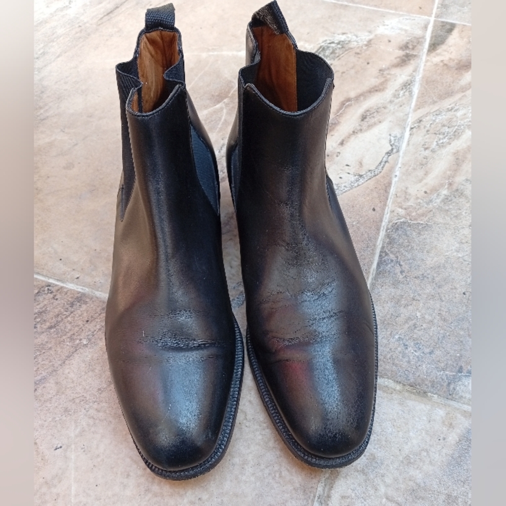 Ralph Lauren,Black Leather Men's Chelsea Boots
